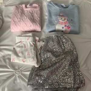 Girls Gymboree sweaters and skirt and leggings size 10